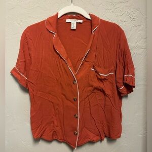 Forever 21 Orange Button Front Shirt - xsmall